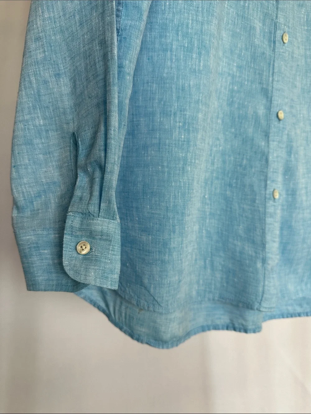 J.McLaughlin 100% Linen Button Front Shirt Aqua Blue-Size Medium